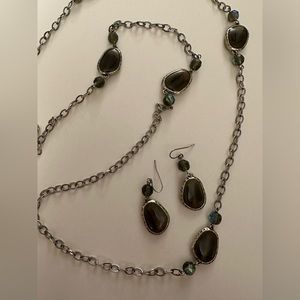 Long necklace and earrings